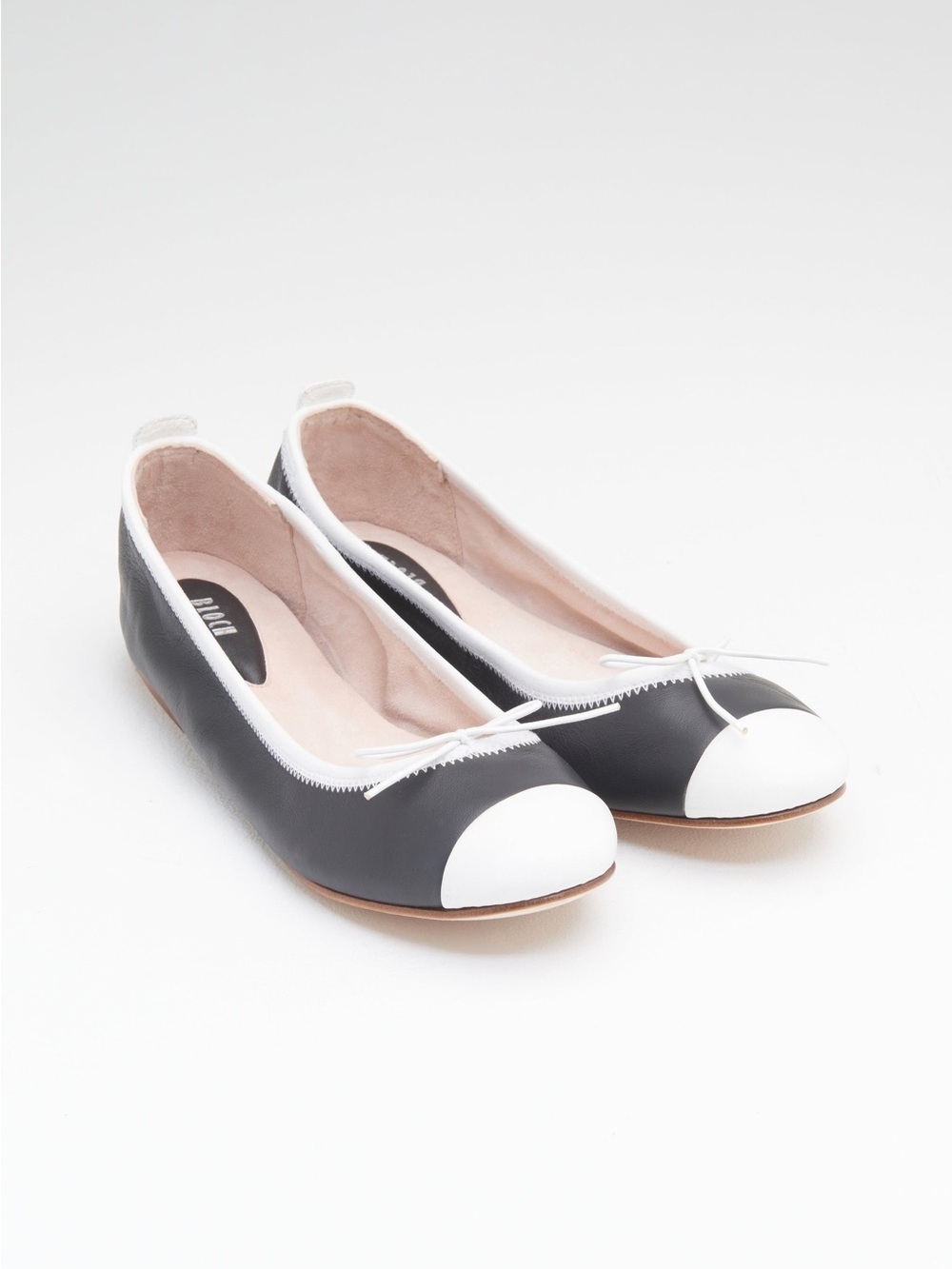 Bloch Ladies Rigel Ballet Flats leather two toned black and white flats